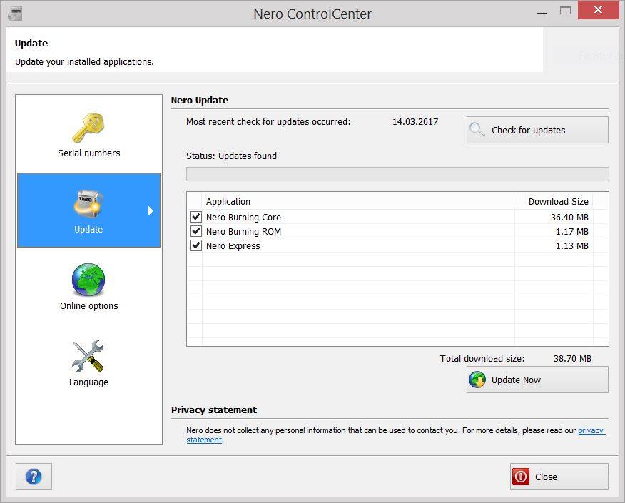 Online update for Nero Burning ROM 2017 available