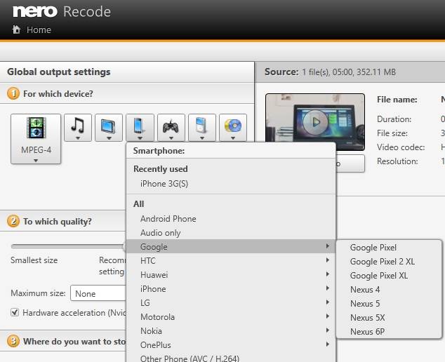 Does 'Nero Recode' support latest device profiles? – Nero FAQ