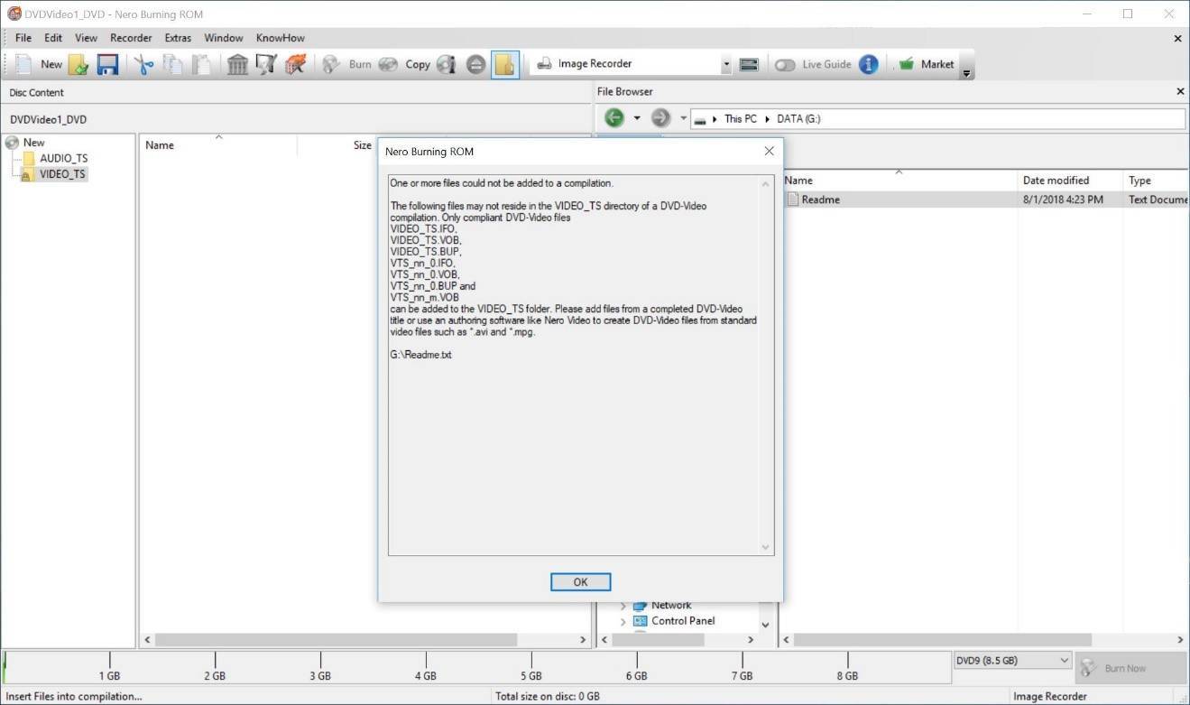 using nero 12 platinum to make a dvd out of dvd compatible video files
