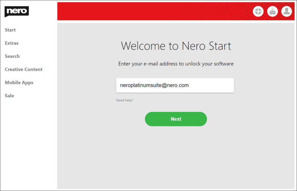 NeroStartInputEmail