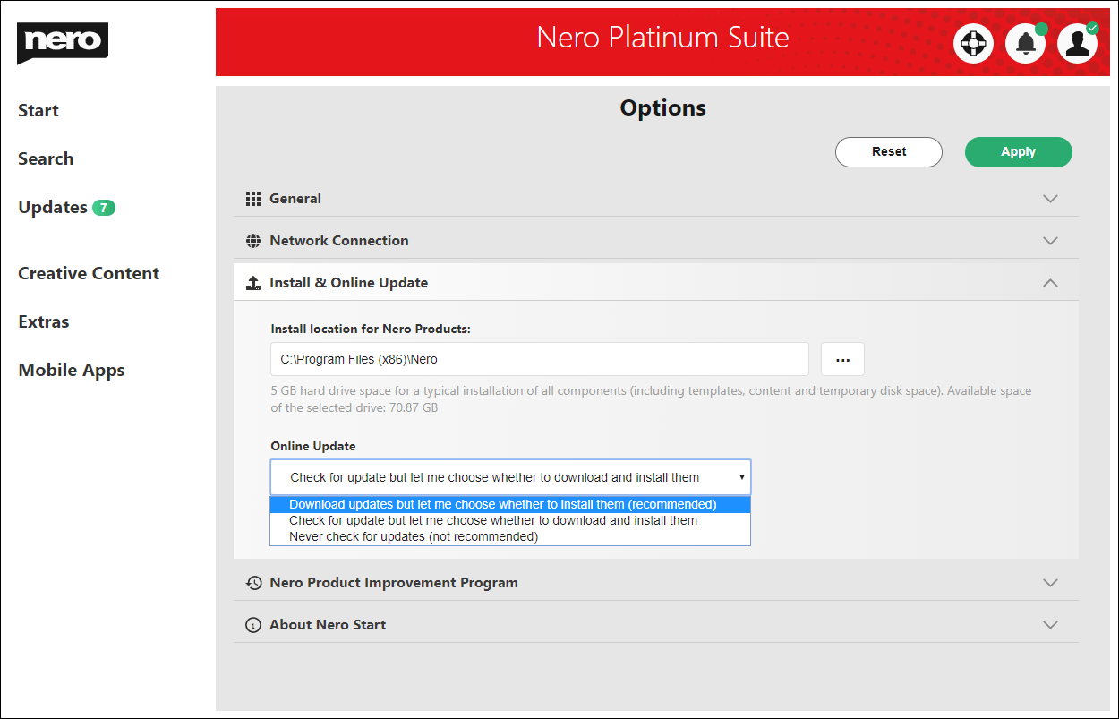 What can be configured in the Options of Nero Start? – Nero Knowhow