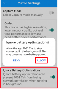 Ignore Battery Optimizations