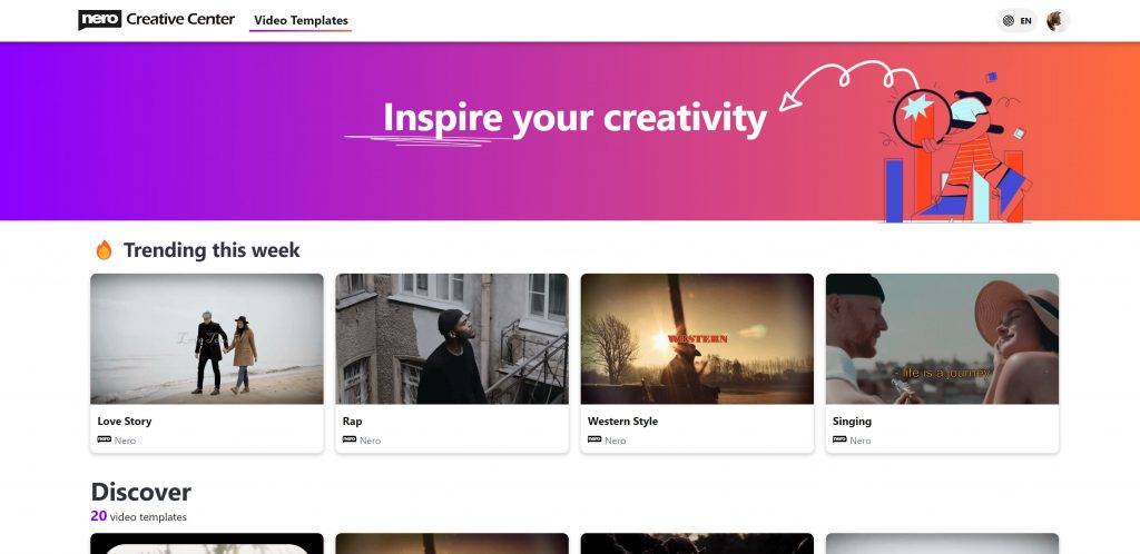 creative center video templates