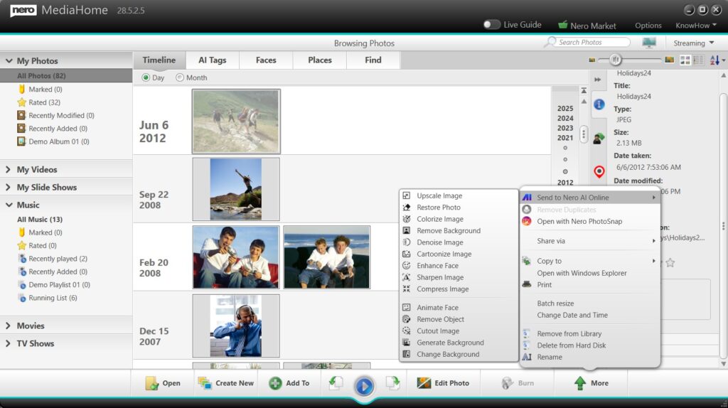 Send to Nero AI online to enhace photos