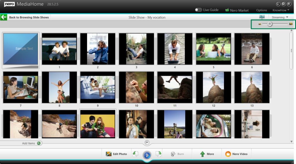 Slideshow Thumbnail Zoom Control