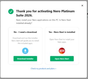 product activated - Nero Start installed or not