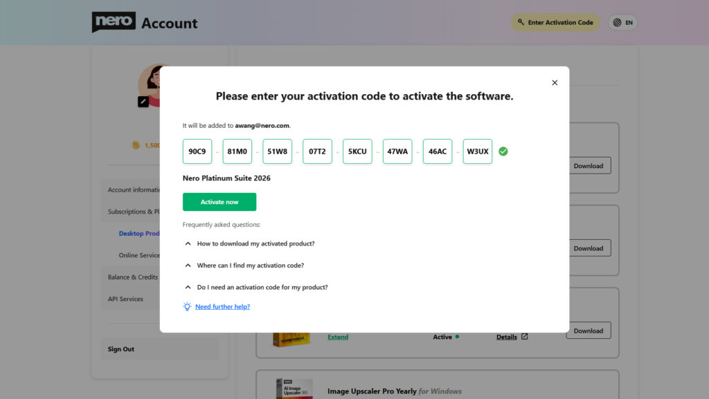 online product activation